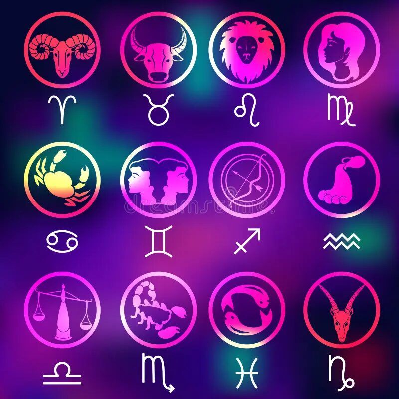 Rueda del zodiaco con los doce signos sobre un cielo estrellado